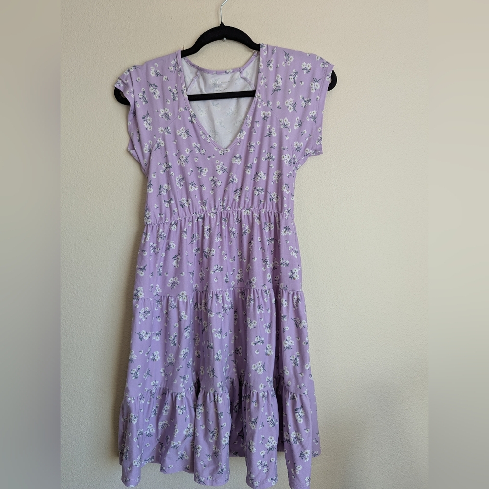NOBO Purple Smocked Tiered Sundress with Flutter Sleeves Size S